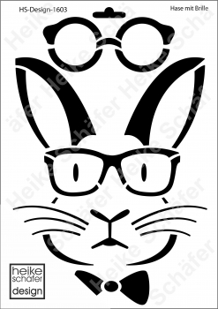 Schablone-Stencil A4 143-1603 Hase mit Brille